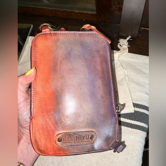 NWT Bed Stu Leather Alelike Crossbody Wristlet Phone Wallet Cotton Candy $215 - Picture 8 of 16